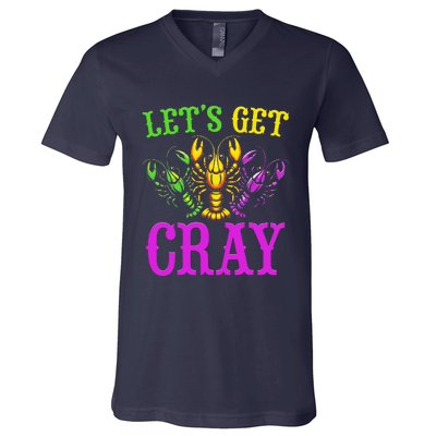 LetS Get Cray Mardi Gras Crawfish V-Neck T-Shirt