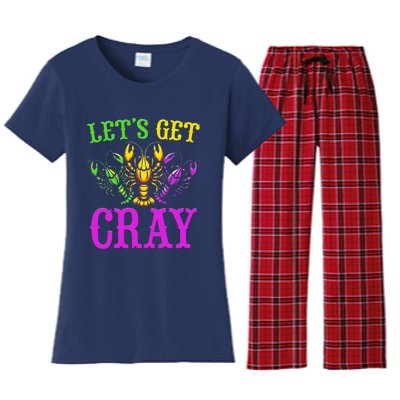 LetS Get Cray Mardi Gras Crawfish Women's Flannel Pajama Set