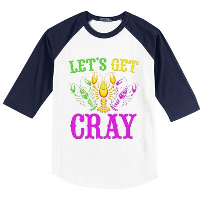 LetS Get Cray Mardi Gras Crawfish Baseball Sleeve Shirt