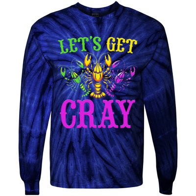 LetS Get Cray Mardi Gras Crawfish Tie-Dye Long Sleeve Shirt