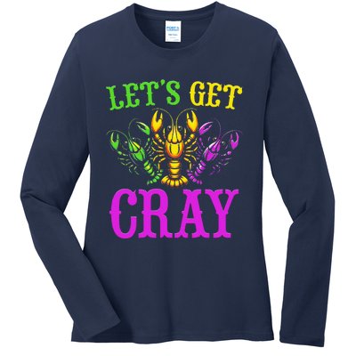 LetS Get Cray Mardi Gras Crawfish Ladies Long Sleeve Shirt