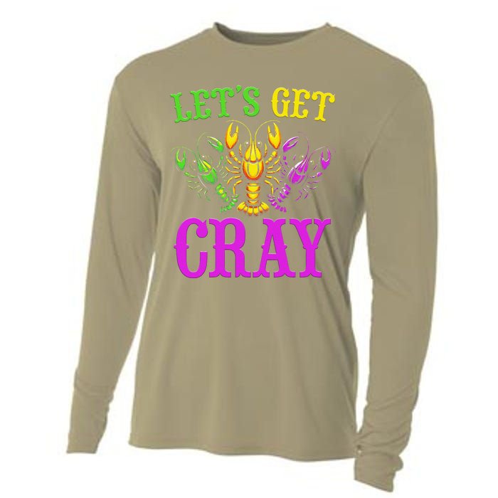 LetS Get Cray Mardi Gras Crawfish Cooling Performance Long Sleeve Crew