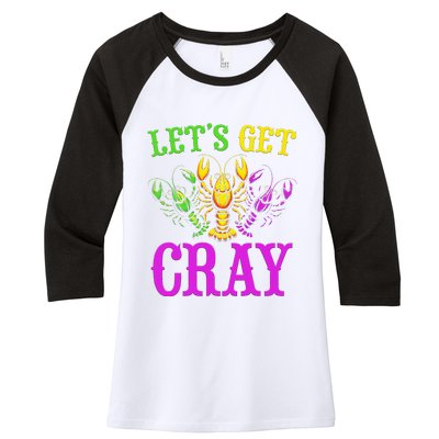 LetS Get Cray Mardi Gras Crawfish Women's Tri-Blend 3/4-Sleeve Raglan Shirt