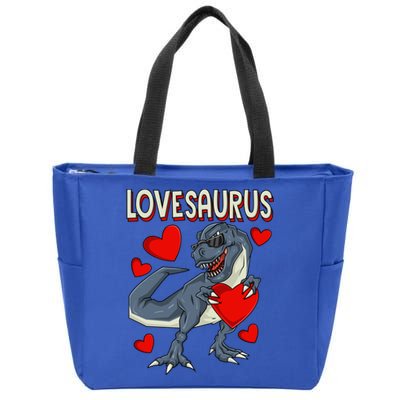 Lovesaurus Gift Couple Dino Love Valentine's Day Gift Meaningful Gift Zip Tote Bag