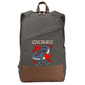 Lovesaurus Gift Couple Dino Love Valentine's Day Gift Meaningful Gift Cotton Canvas Backpack