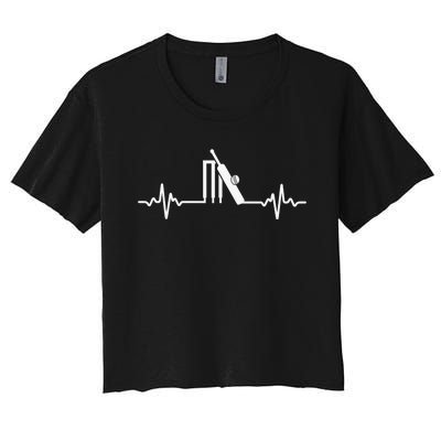 Lover Gifts Cool Cricket Heartbeat Funny Women's Crop Top Tee