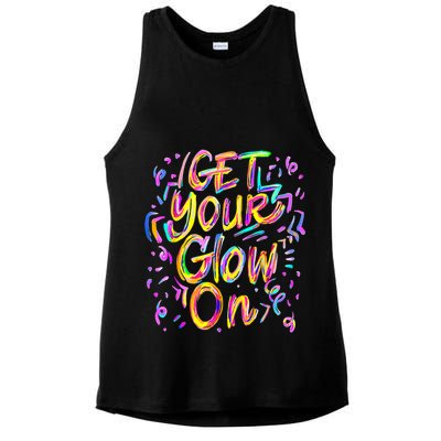 Let's Glow Crazy Glow Party 80s Retro Costume Party Lover Ladies PosiCharge Tri-Blend Wicking Tank