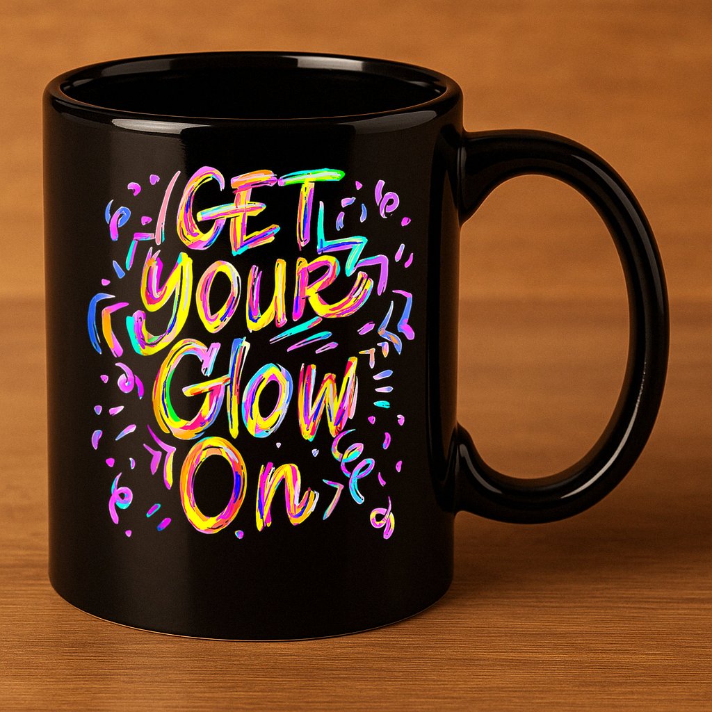Let's Glow Crazy Glow Party 80s Retro Costume Party Lover 11oz C Handle Ceramic Mug