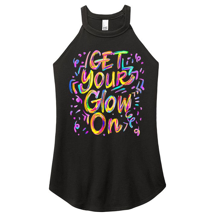 Let's Glow Crazy Glow Party 80s Retro Costume Party Lover Women's Perfect Tri Rocker Tank