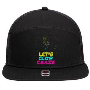 Let Glow Crazy Quote Colorful Tie Dye Flamingo  7 Panel Mesh Trucker Snapback Hat