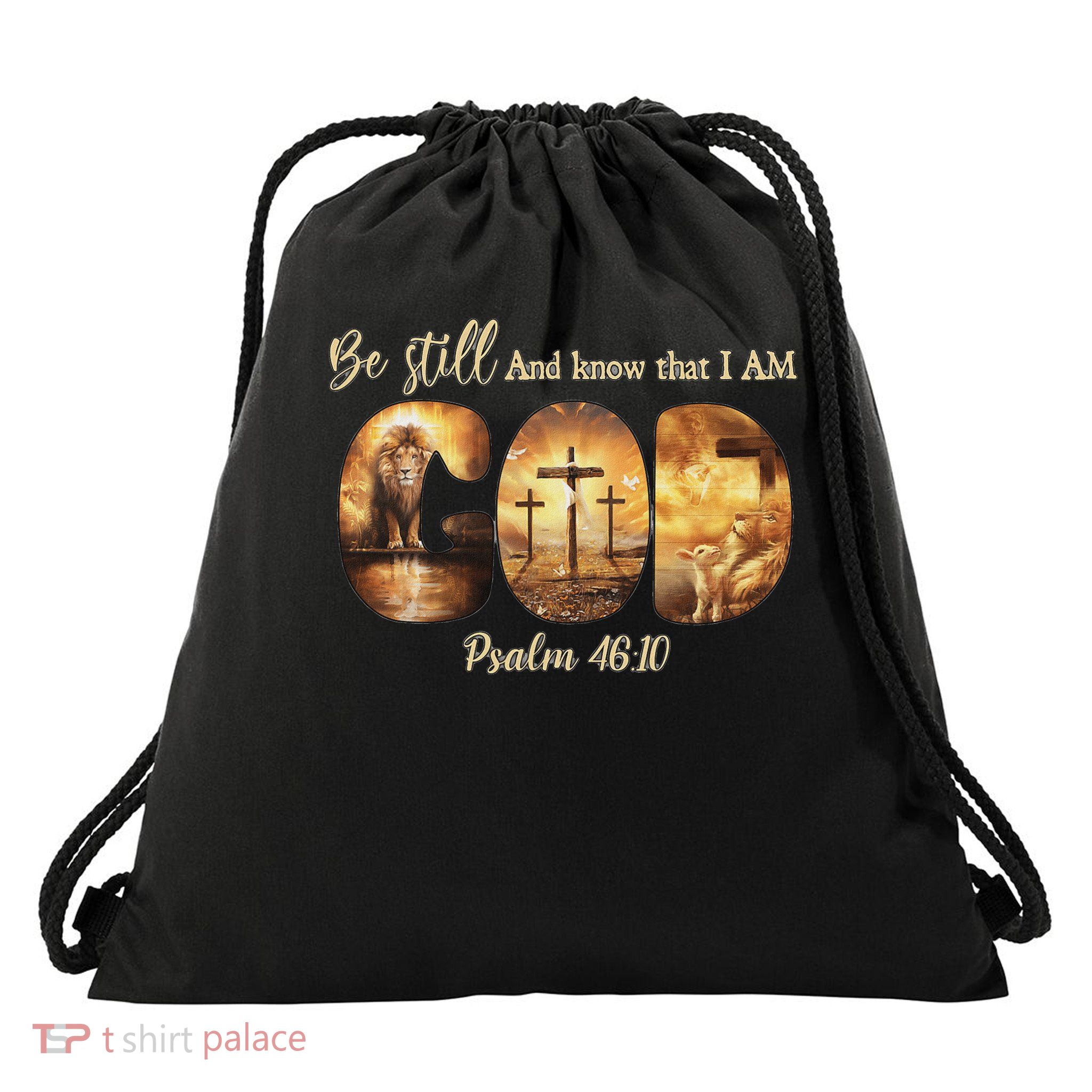 Lion God Christian Be Still And Know That I Am God Drawstring Bag