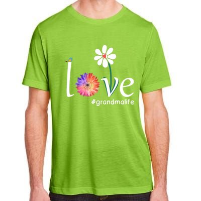 Love #Grandmalife Cute Watercolor Flower Bird Mother's Day Funny Gift Adult ChromaSoft Performance T-Shirt