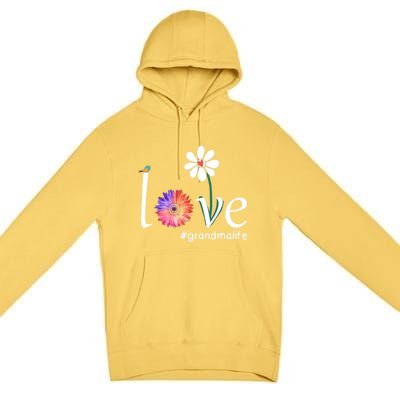 Love #Grandmalife Cute Watercolor Flower Bird Mother's Day Funny Gift Premium Pullover Hoodie