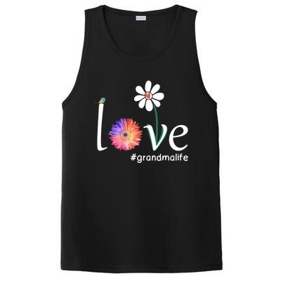 Love #Grandmalife Cute Watercolor Flower Bird Mother's Day Funny Gift PosiCharge Competitor Tank