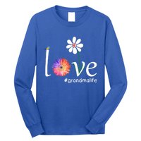 Love #Grandmalife Cute Watercolor Flower Bird Mother's Day Funny Gift Long Sleeve Shirt