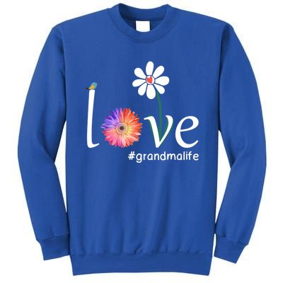 Love #Grandmalife Cute Watercolor Flower Bird Mother's Day Funny Gift Sweatshirt