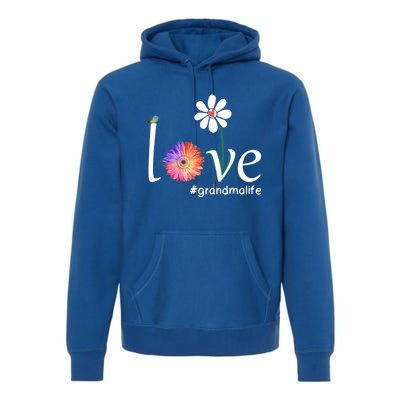 Love #Grandmalife Cute Watercolor Flower Bird Mother's Day Funny Gift Premium Hoodie