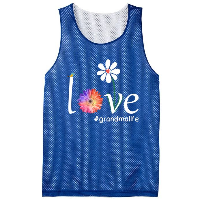 Love #Grandmalife Cute Watercolor Flower Bird Mother's Day Funny Gift Mesh Reversible Basketball Jersey Tank