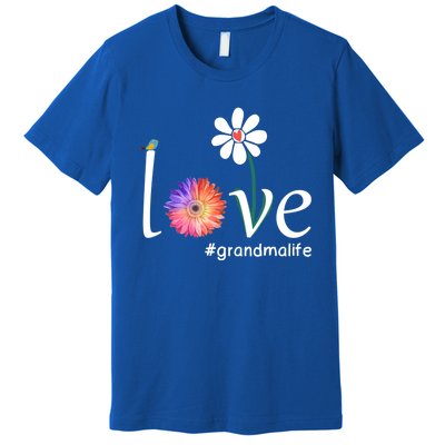 Love #Grandmalife Cute Watercolor Flower Bird Mother's Day Funny Gift Premium T-Shirt