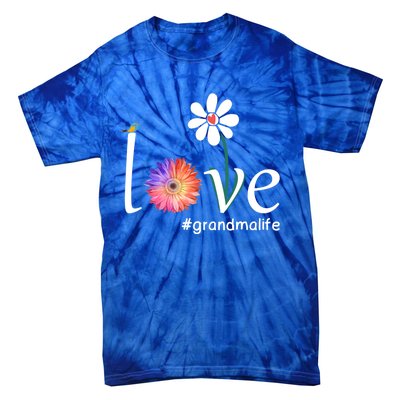 Love #Grandmalife Cute Watercolor Flower Bird Mother's Day Funny Gift Tie-Dye T-Shirt