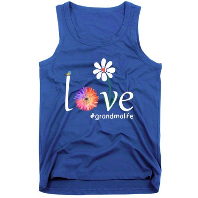 Love #Grandmalife Cute Watercolor Flower Bird Mother's Day Funny Gift Tank Top