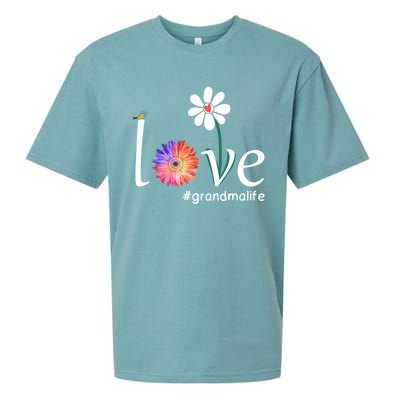 Love #Grandmalife Cute Watercolor Flower Bird Mother's Day Funny Gift Sueded Cloud Jersey T-Shirt