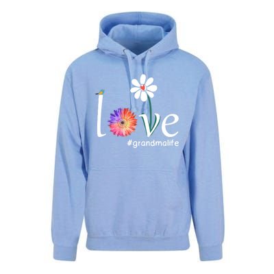 Love #Grandmalife Cute Watercolor Flower Bird Mother's Day Funny Gift Unisex Surf Hoodie