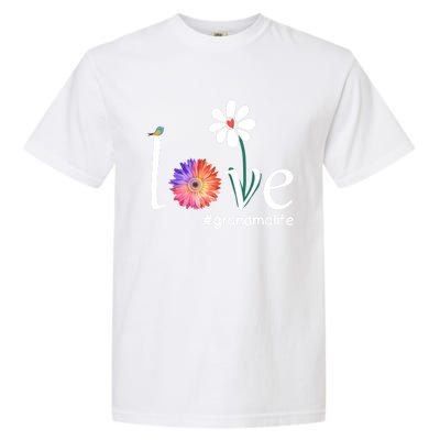 Love #Grandmalife Cute Watercolor Flower Bird Mother's Day Funny Gift Garment-Dyed Heavyweight T-Shirt