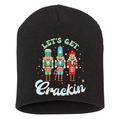 Lets Get Crackin Three Nutcrackers Christmas Teacher Short Acrylic Beanie