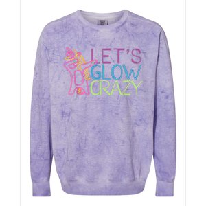 Lets Glow Crazy Glow Party 80s Retro Unicorn Party Colorblast Crewneck Sweatshirt