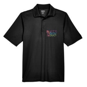 Lets Glow Crazy Glow Party 80s Retro Unicorn Party Men's Origin Performance Pique Polo