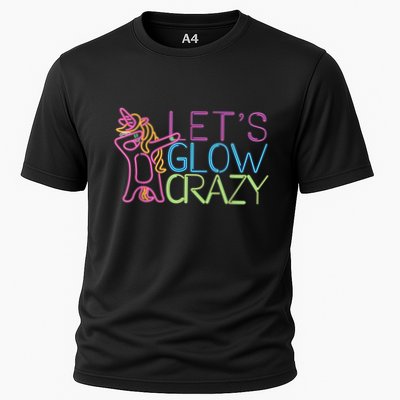 Lets Glow Crazy Glow Party 80s Retro Unicorn Party Performance Shirt