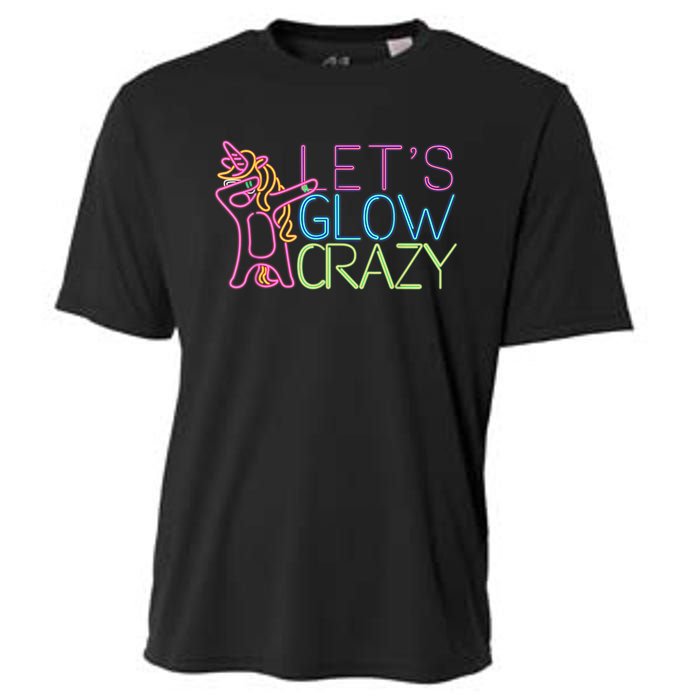 Lets Glow Crazy Glow Party 80s Retro Unicorn Party Cooling Performance Crew T-Shirt