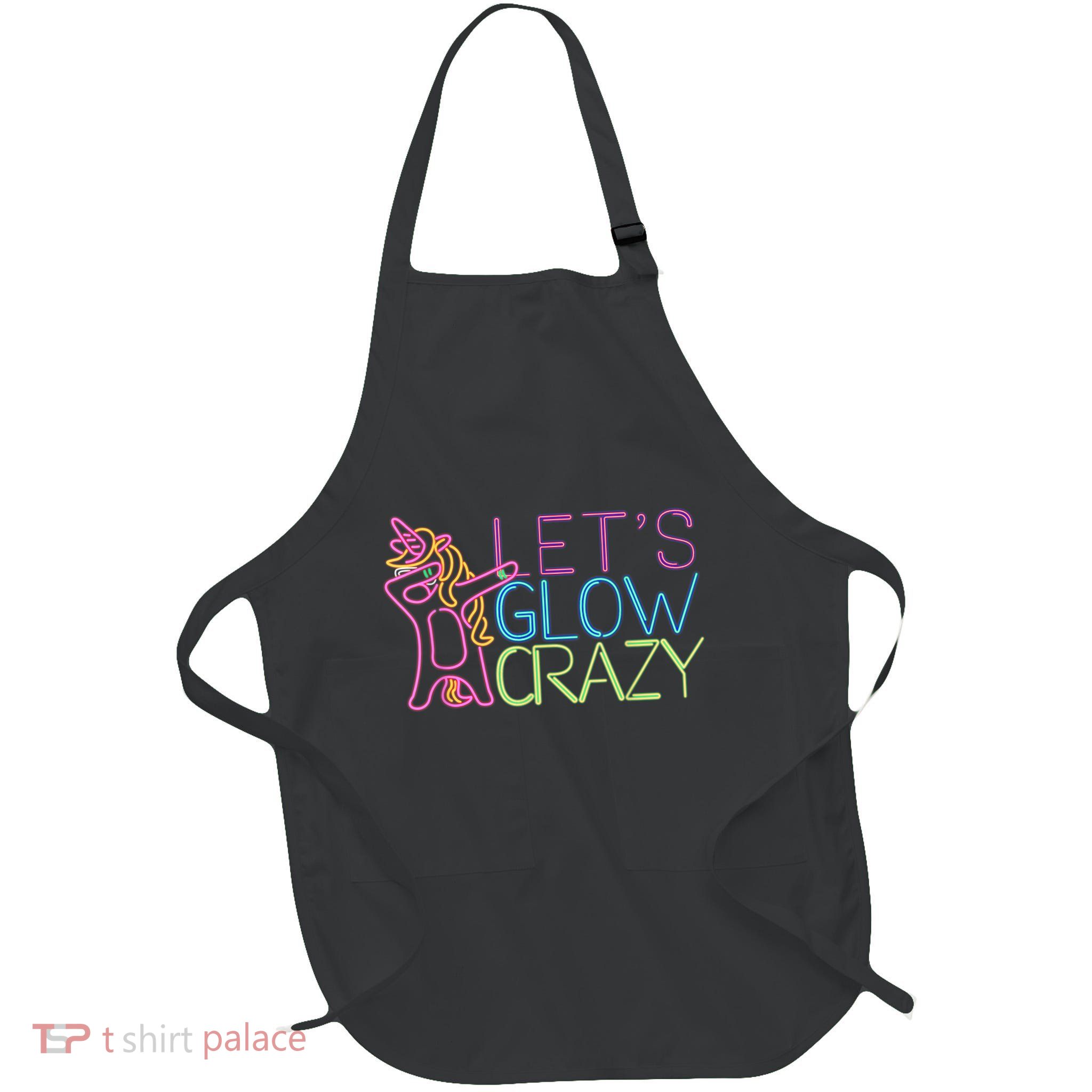 Lets Glow Crazy Glow Party 80s Retro Unicorn Party Apron