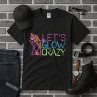 Lets Glow Crazy Glow Party 80s Retro Unicorn Party Tall T-Shirt