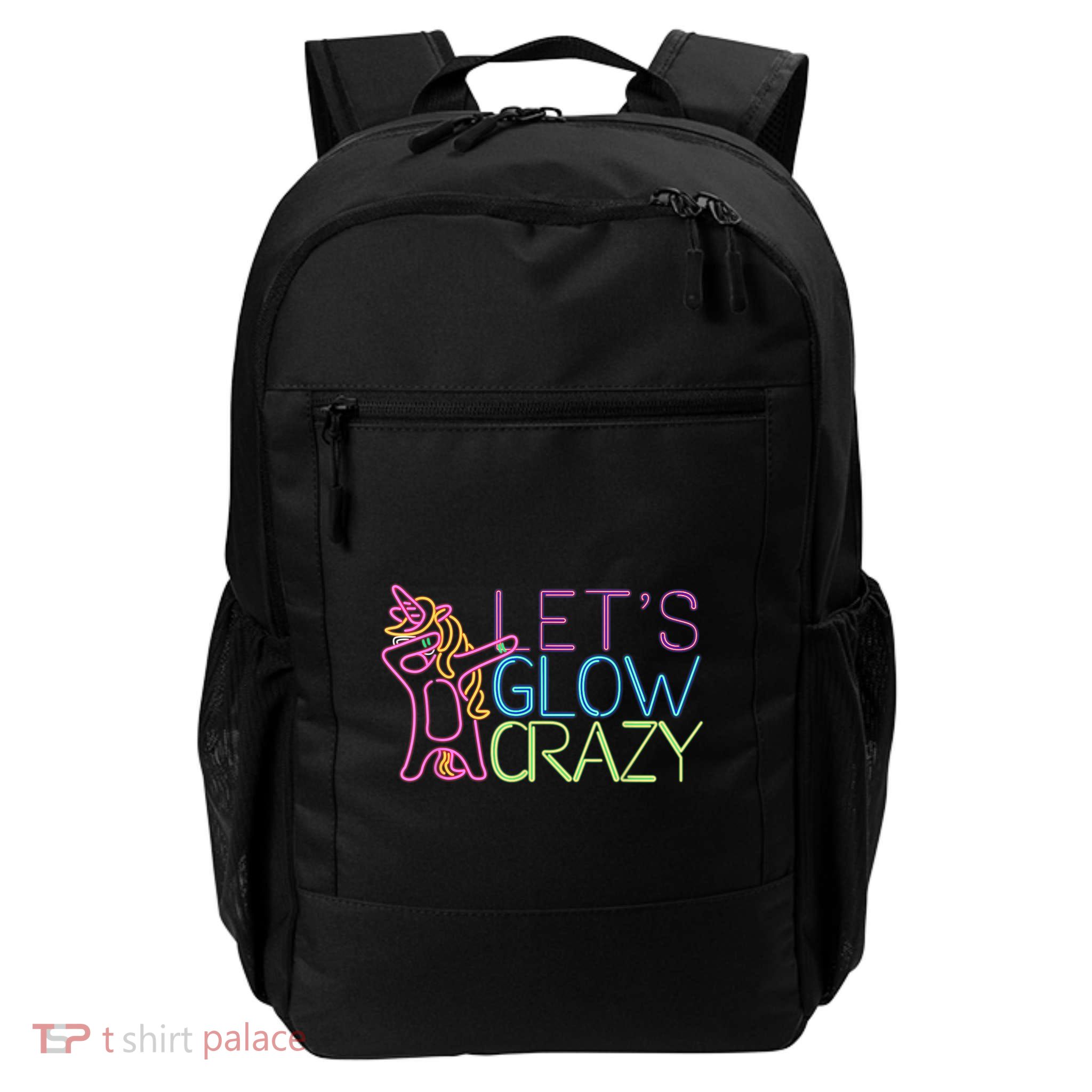 Lets Glow Crazy Glow Party 80s Retro Unicorn Party Backpack