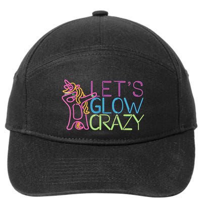 Lets Glow Crazy Glow Party 80s Retro Unicorn Party 7-Panel Snapback Hat