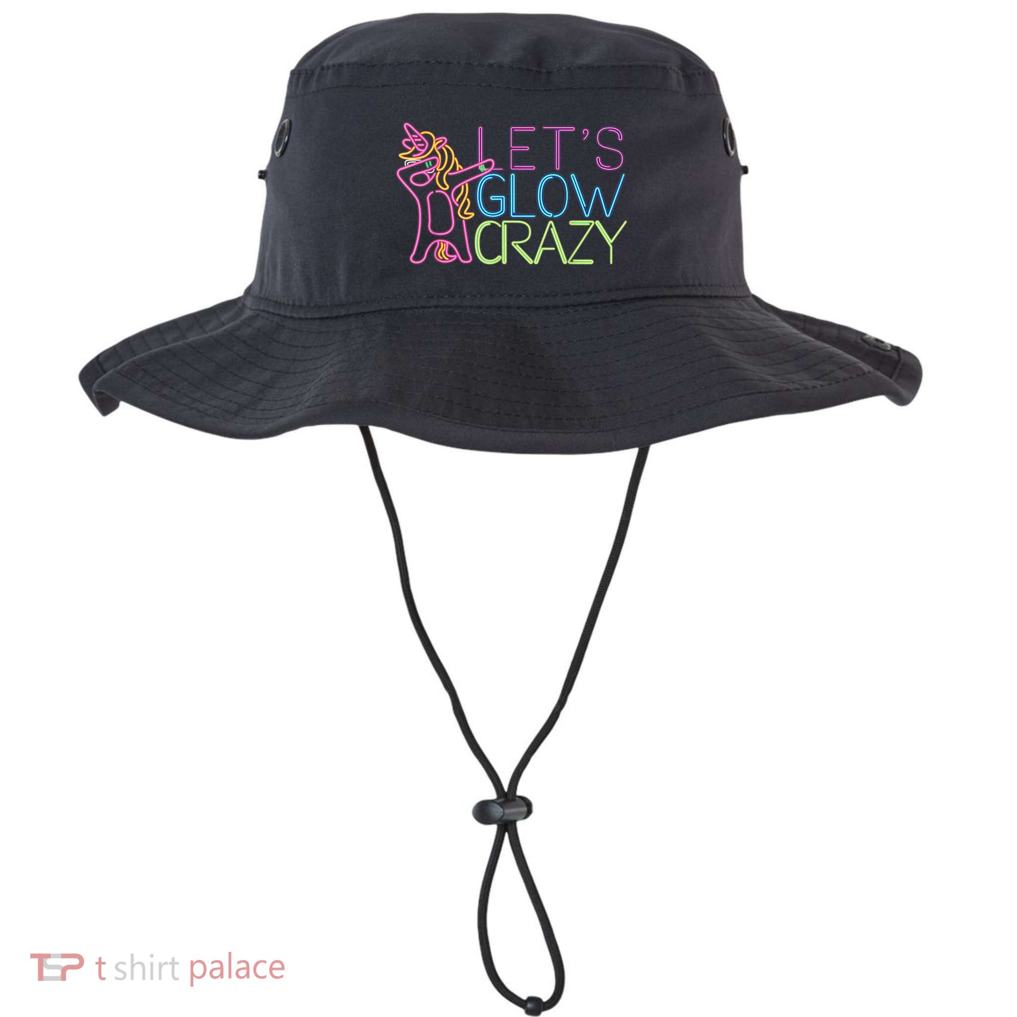 Lets Glow Crazy Glow Party 80s Retro Unicorn Party Bucket Hat