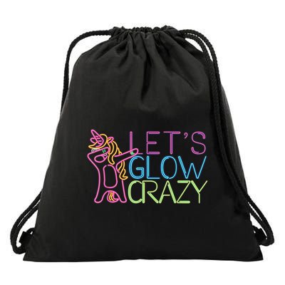 Lets Glow Crazy Glow Party 80s Retro Unicorn Party Drawstring Bag