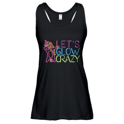 Lets Glow Crazy Glow Party 80s Retro Unicorn Party Ladies Essential Flowy Tank