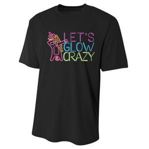 Lets Glow Crazy Glow Party 80s Retro Unicorn Party Performance Sprint T-Shirt