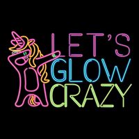 Lets Glow Crazy Glow Party 80s Retro Unicorn Party Poster