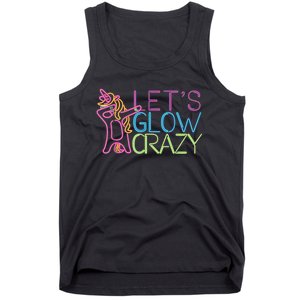 Lets Glow Crazy Glow Party 80s Retro Unicorn Party Tank Top