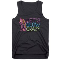 Lets Glow Crazy Glow Party 80s Retro Unicorn Party Tank Top