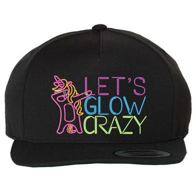 Lets Glow Crazy Glow Party 80s Retro Unicorn Party Wool Snapback Cap