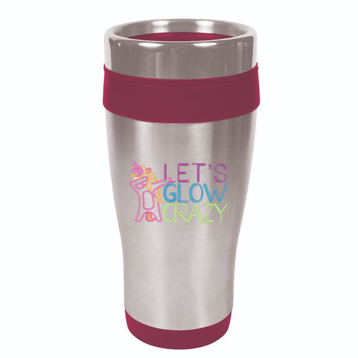Lets Glow Crazy Glow Party 80s Retro Unicorn Party 16oz Travel Tumbler