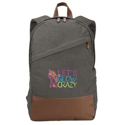Lets Glow Crazy Glow Party 80s Retro Unicorn Party Cotton Canvas Backpack