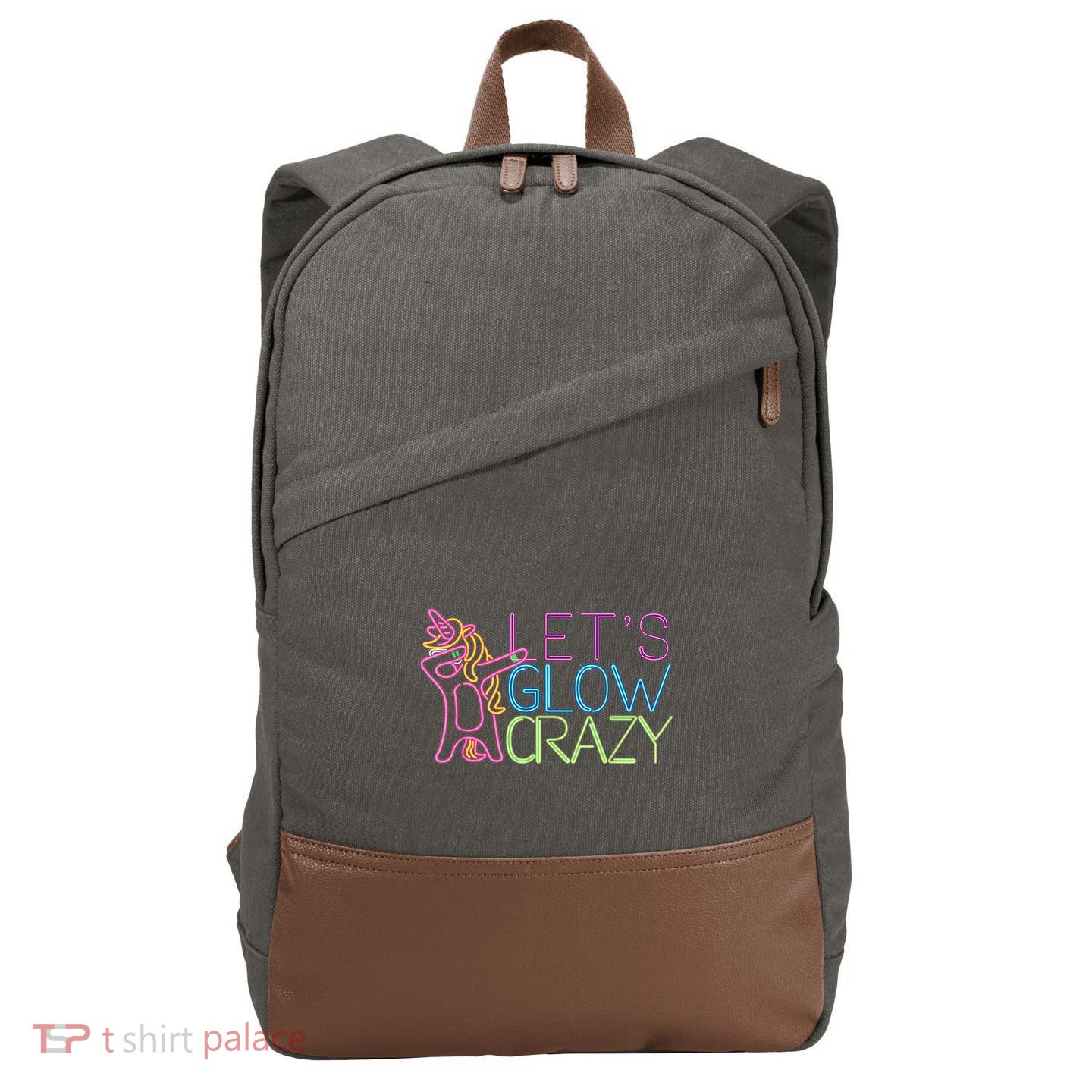 Lets Glow Crazy Glow Party 80s Retro Unicorn Party Cotton Canvas Backpack