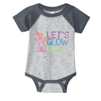 Lets Glow Crazy Glow Party 80s Retro Unicorn Party Infant Baby Jersey Bodysuit