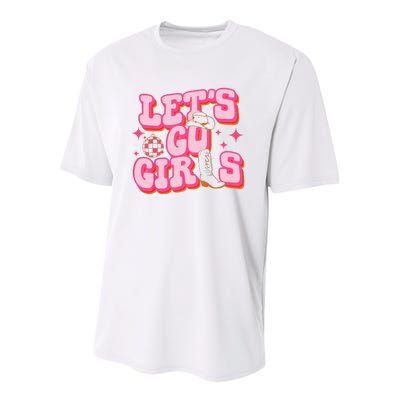 Lets Go Cowgirl Hat Cowboy Boots Bachelorette Party Youth Performance Sprint T-Shirt